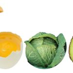 Sette cibi salutari su un tavolo, ideali per ridurre naturalmente il colesterolo alto.